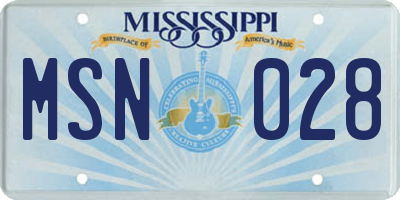 MS license plate MSN028