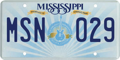 MS license plate MSN029