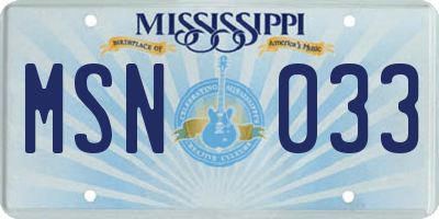 MS license plate MSN033