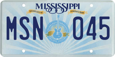 MS license plate MSN045