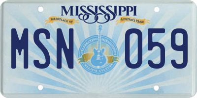 MS license plate MSN059