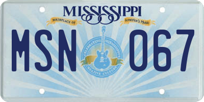 MS license plate MSN067