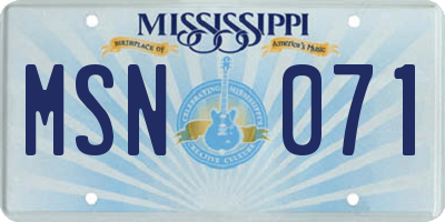 MS license plate MSN071