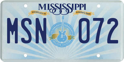 MS license plate MSN072