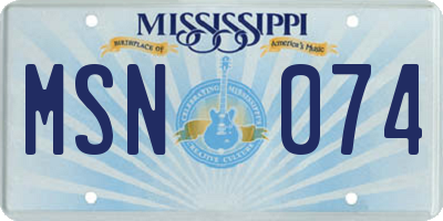 MS license plate MSN074