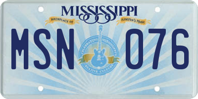 MS license plate MSN076