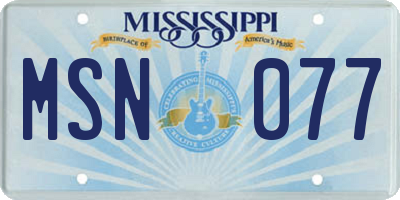 MS license plate MSN077