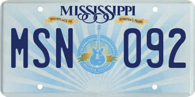 MS license plate MSN092