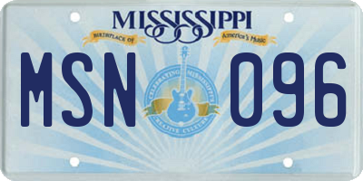MS license plate MSN096