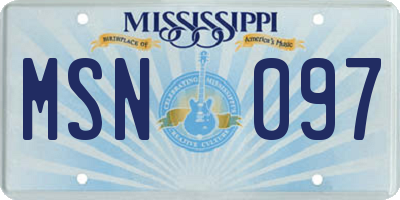 MS license plate MSN097