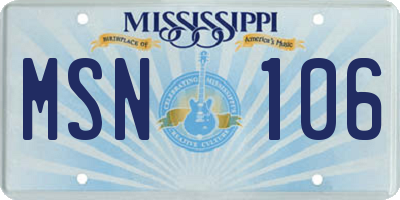 MS license plate MSN106