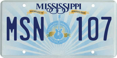 MS license plate MSN107
