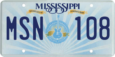 MS license plate MSN108