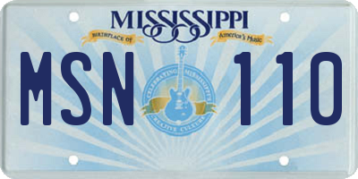 MS license plate MSN110