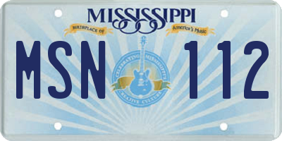 MS license plate MSN112