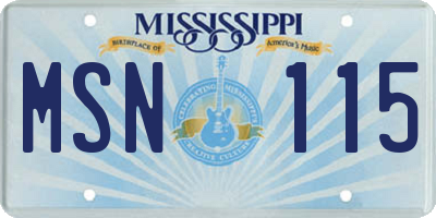 MS license plate MSN115