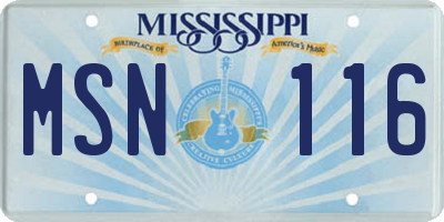 MS license plate MSN116