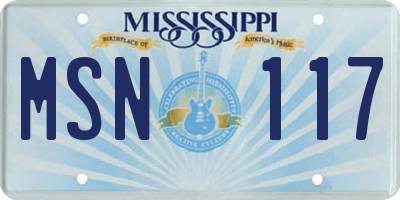 MS license plate MSN117