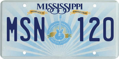 MS license plate MSN120