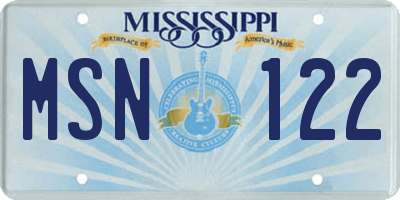 MS license plate MSN122