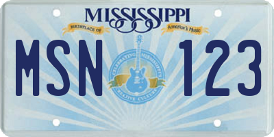 MS license plate MSN123