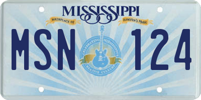 MS license plate MSN124