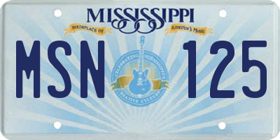 MS license plate MSN125
