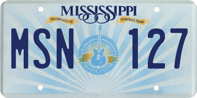 MS license plate MSN127
