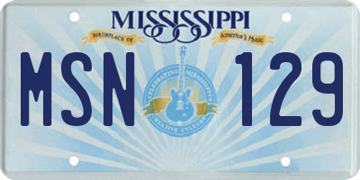 MS license plate MSN129