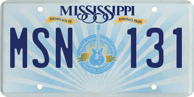 MS license plate MSN131