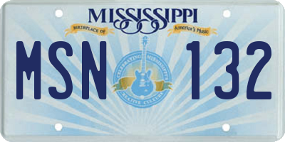 MS license plate MSN132