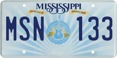 MS license plate MSN133