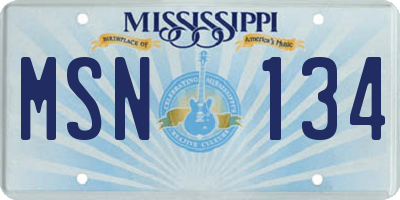 MS license plate MSN134