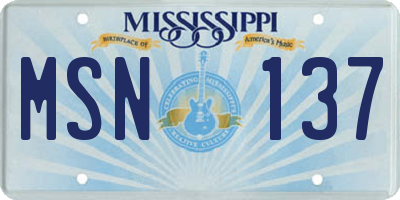 MS license plate MSN137