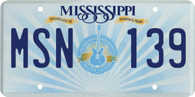 MS license plate MSN139