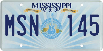 MS license plate MSN145