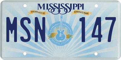MS license plate MSN147