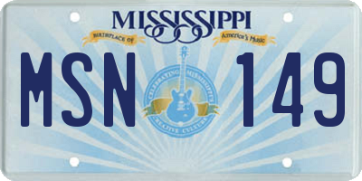 MS license plate MSN149