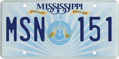 MS license plate MSN151