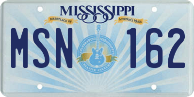 MS license plate MSN162