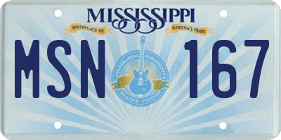 MS license plate MSN167