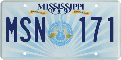 MS license plate MSN171
