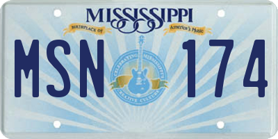 MS license plate MSN174