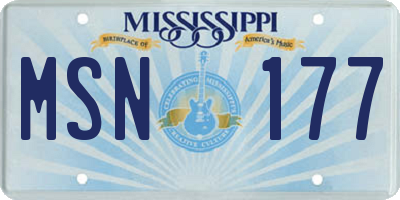MS license plate MSN177