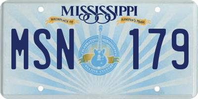 MS license plate MSN179