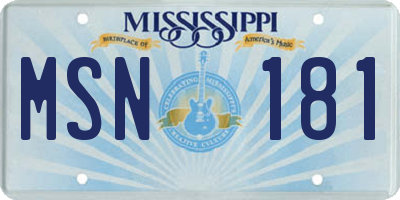 MS license plate MSN181