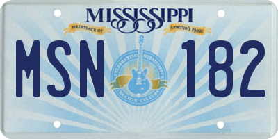 MS license plate MSN182