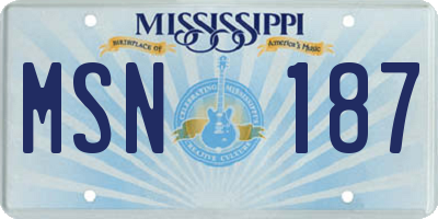 MS license plate MSN187