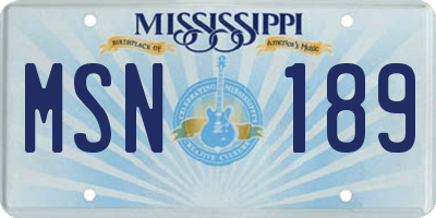 MS license plate MSN189