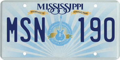 MS license plate MSN190